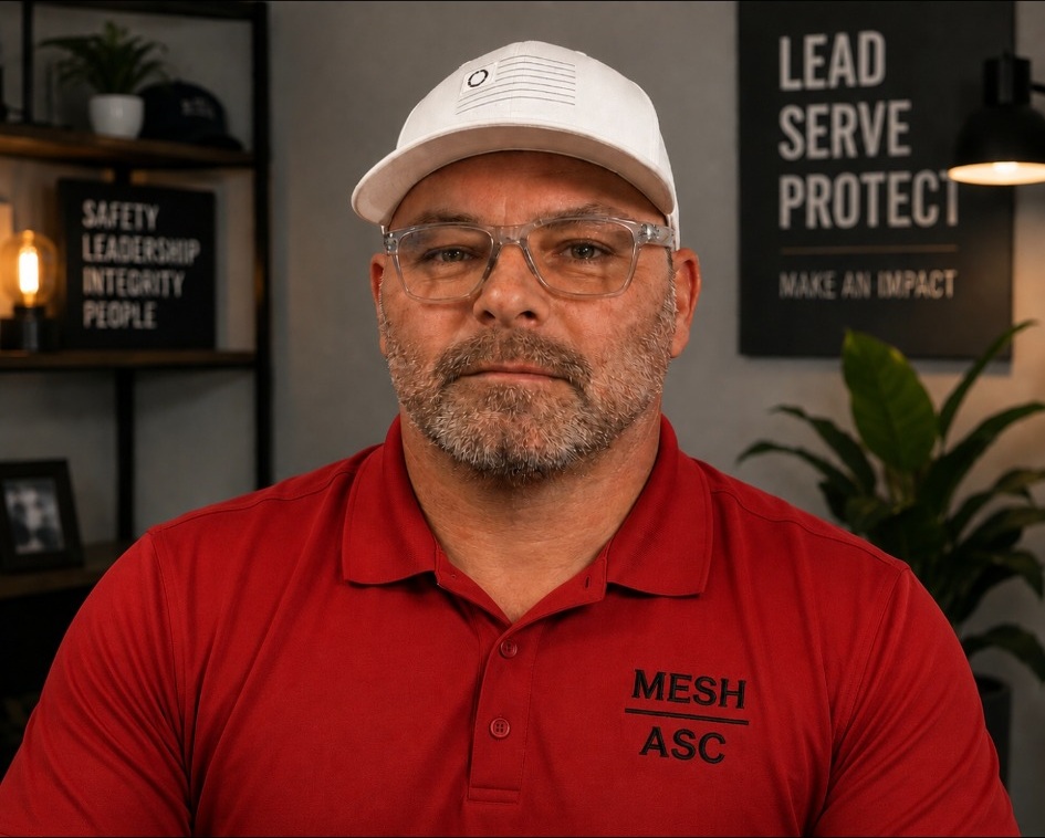 Travis Tilley in his red MESH and ASC polo