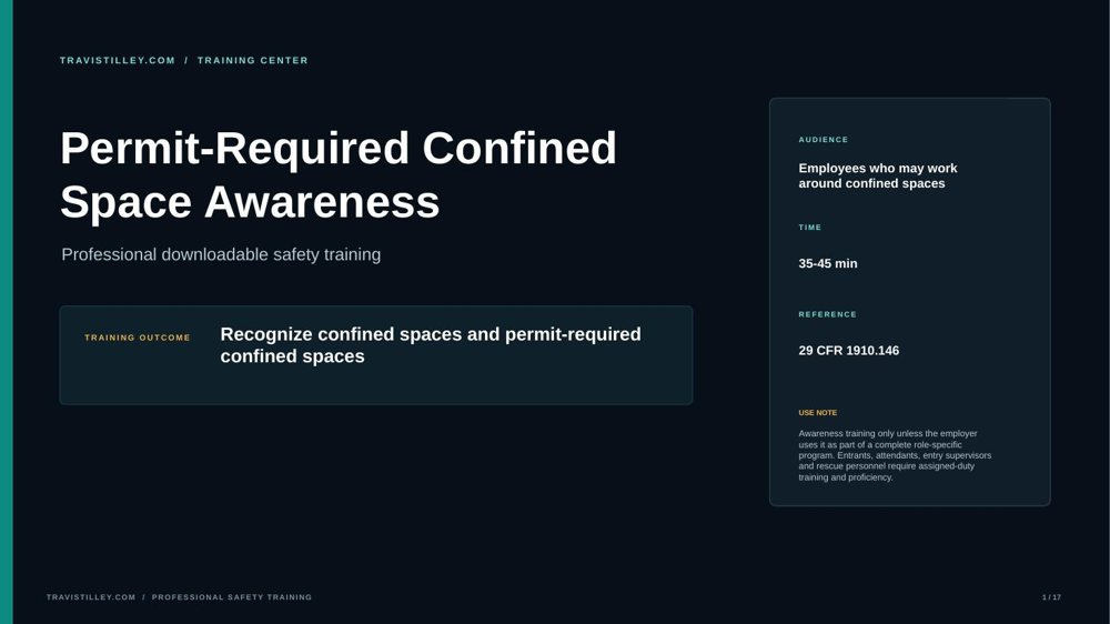 Preview of Permit-Required Confined Space Awareness training presentation