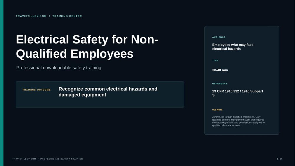 Preview of Electrical Safety for Non-Qualified Employees training presentation
