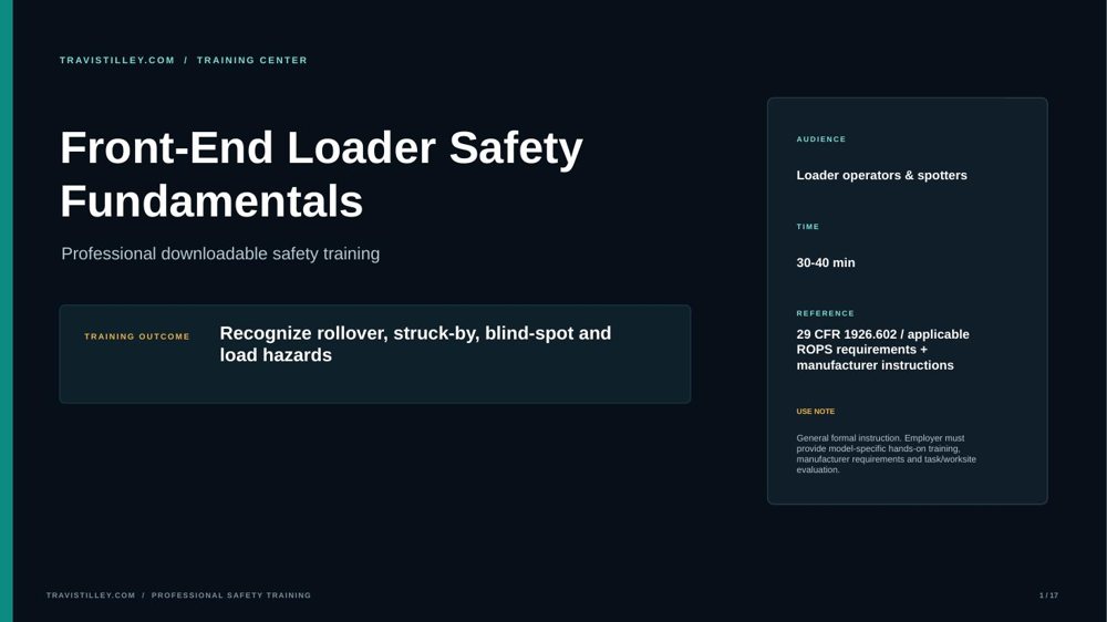 Preview of Front-End Loader Safety Fundamentals training presentation