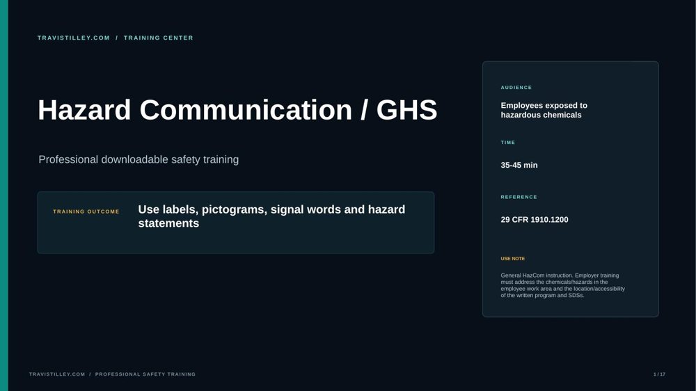 Preview of Hazard Communication / GHS training presentation