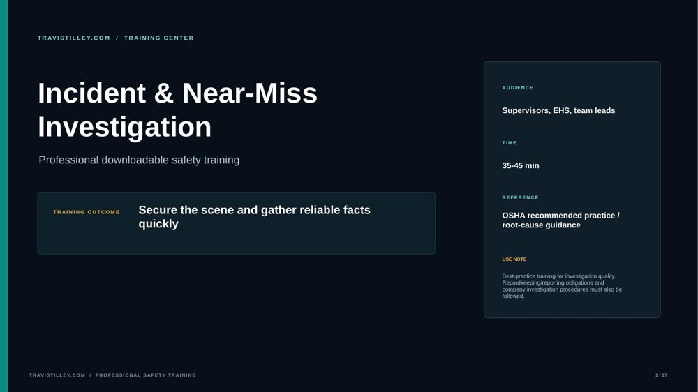 Preview of Incident & Near-Miss Investigation training presentation